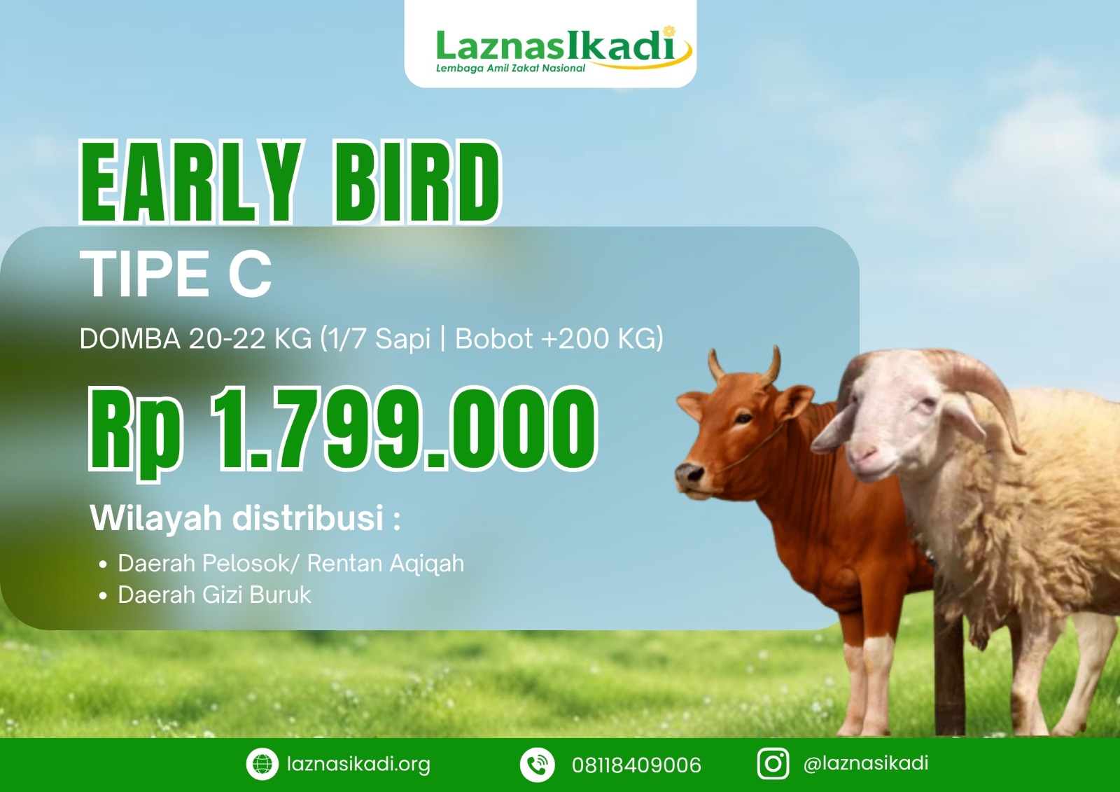 Qurban Paket C : Pilihan Ekonomis (Domba atau 1/7 Sapi)
