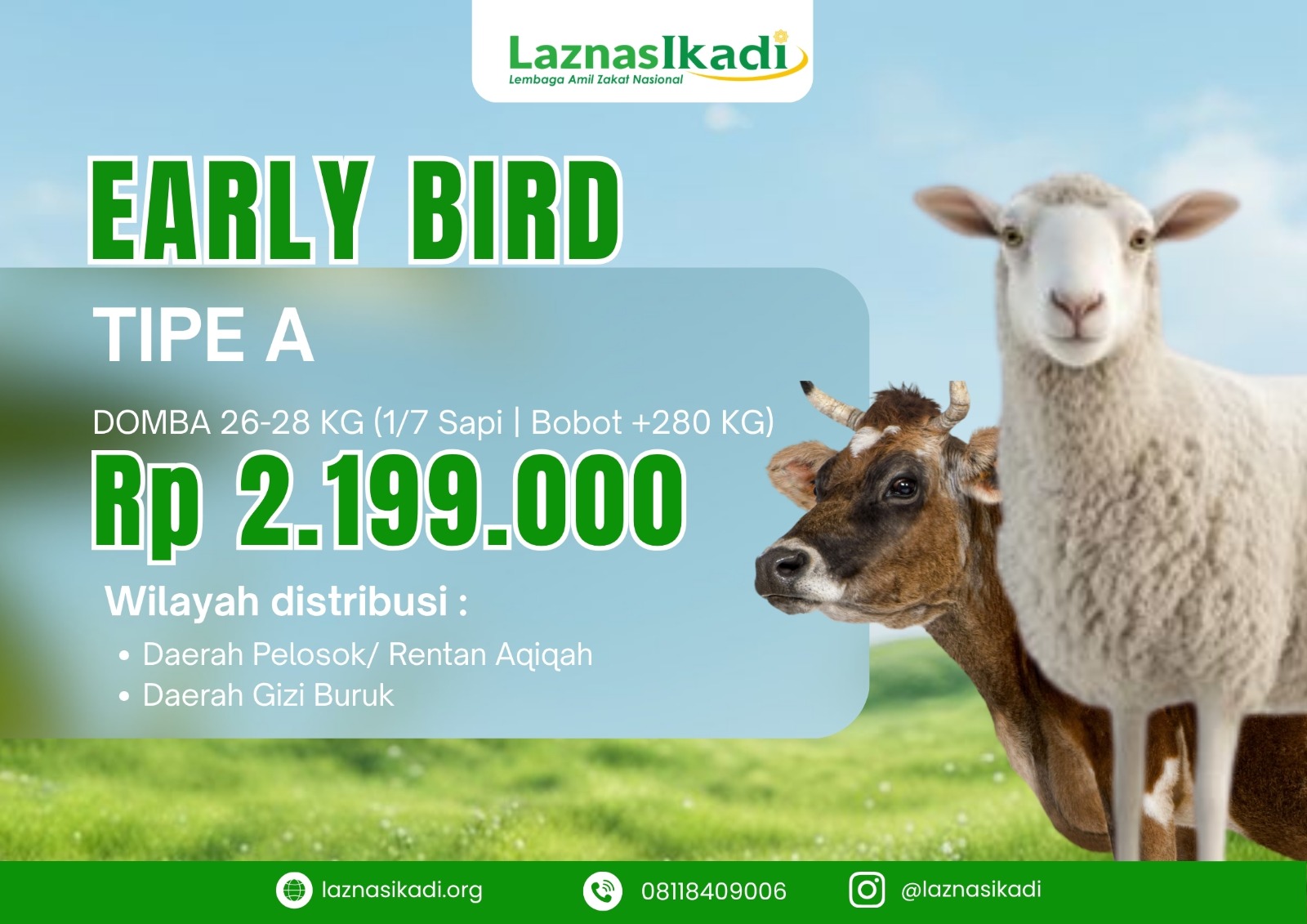 Qurban Paket A : Pilihan Terbaik (Domba atau 1/7 Sapi)