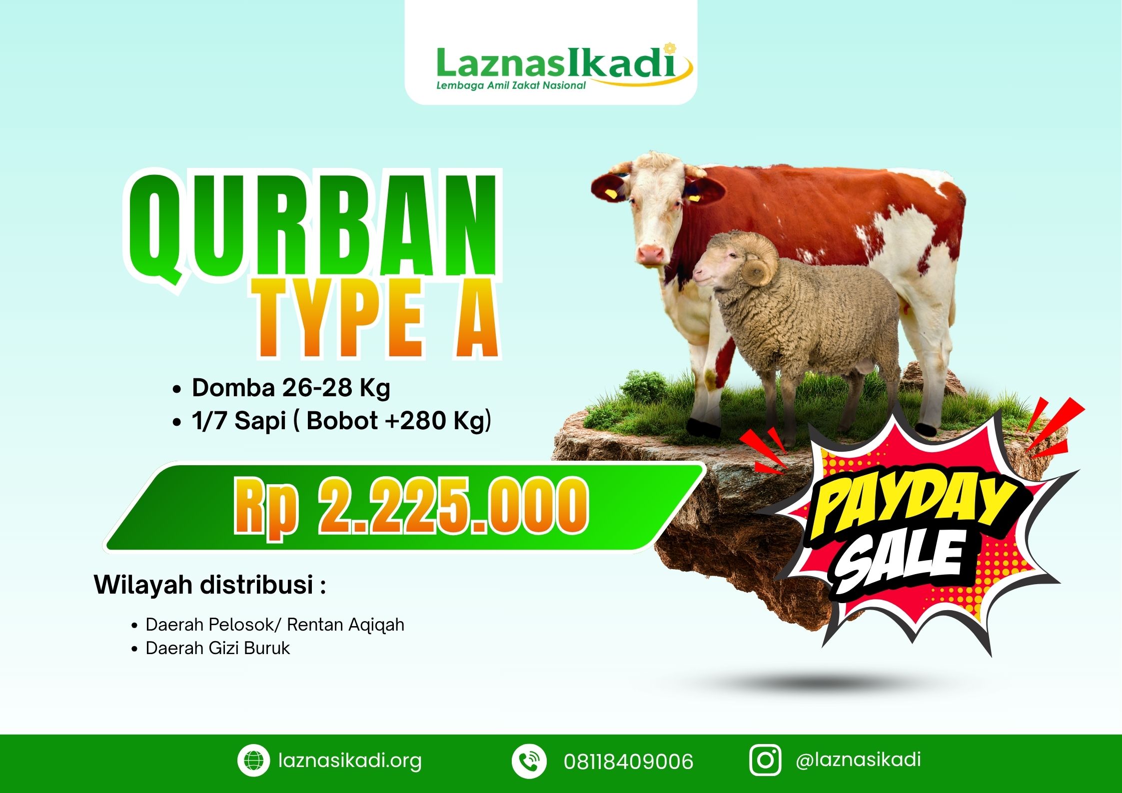 Qurban Paket A : Pilihan Terbaik (Domba atau 1/7 Sapi)