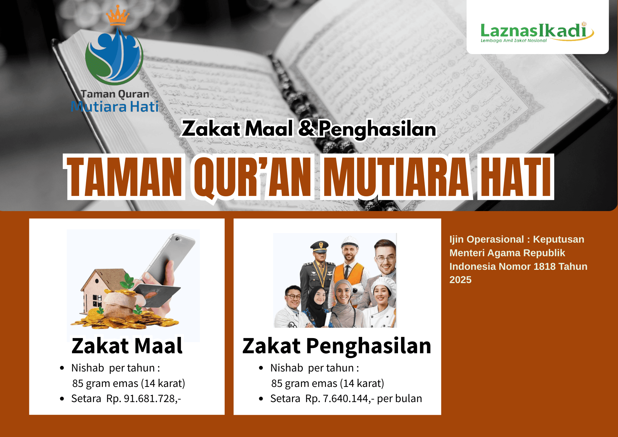 Zakat Maal & Penghasilan Taman Qur'an Mutiara Hati