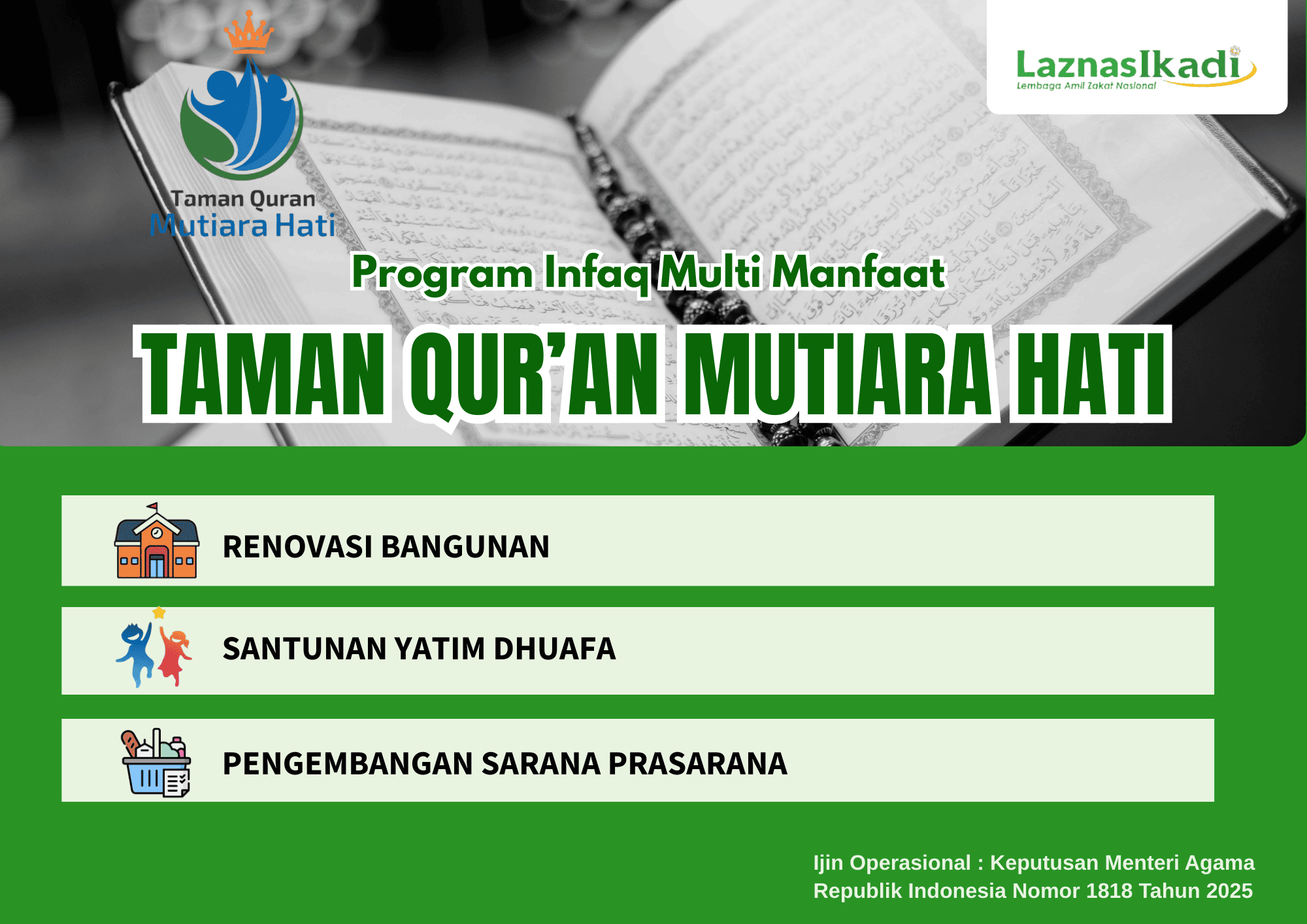 Infaq Multi Manfaat Taman Qur'an Mutiara Hati