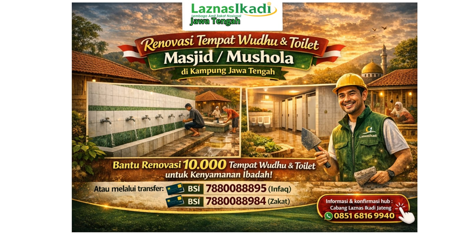 Renovasi Tempat Wudhu & Toilet Masjid di Jawa tengah