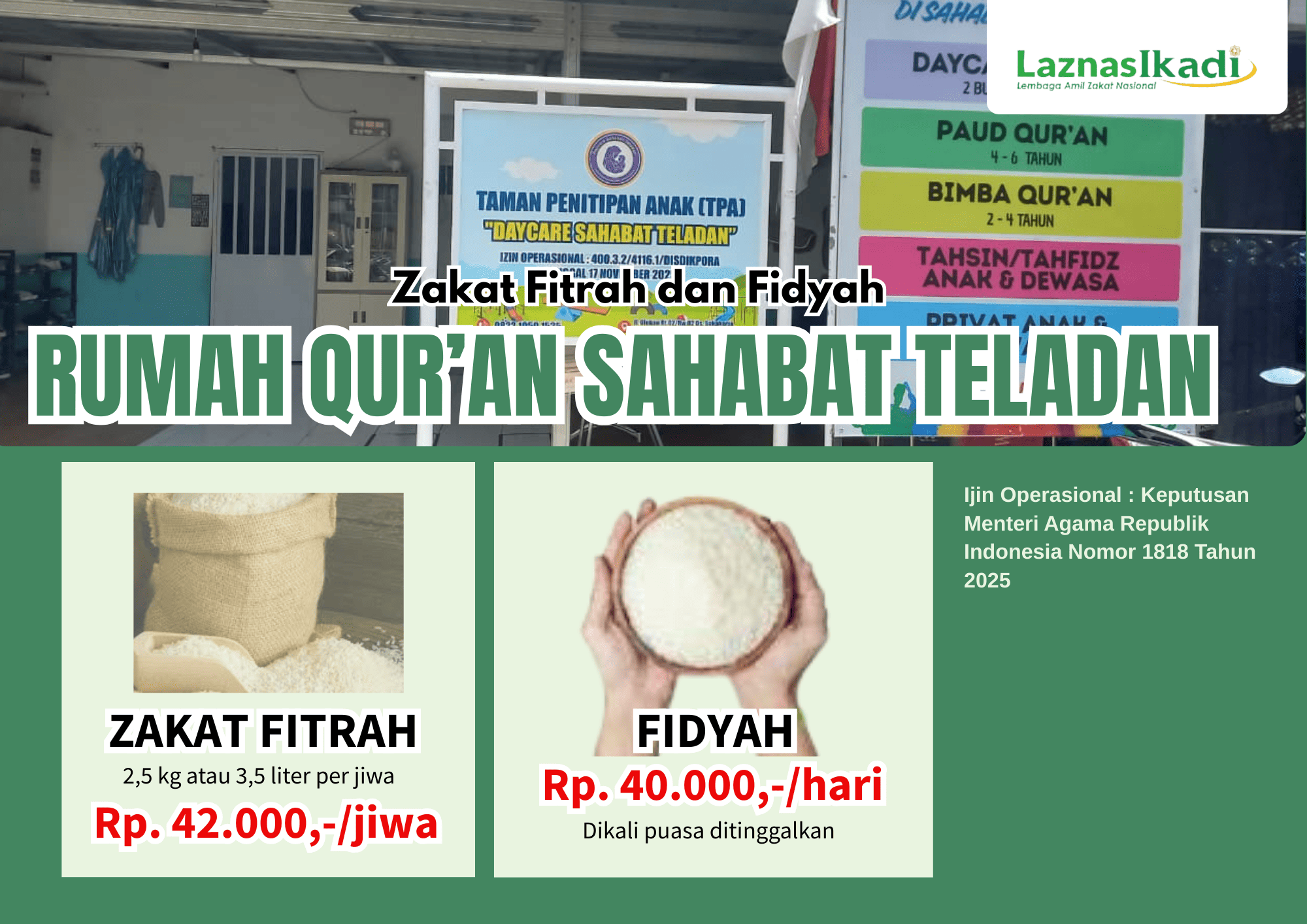 Zakat Fitrah dan Fidyah RQ Sahabat Teladan