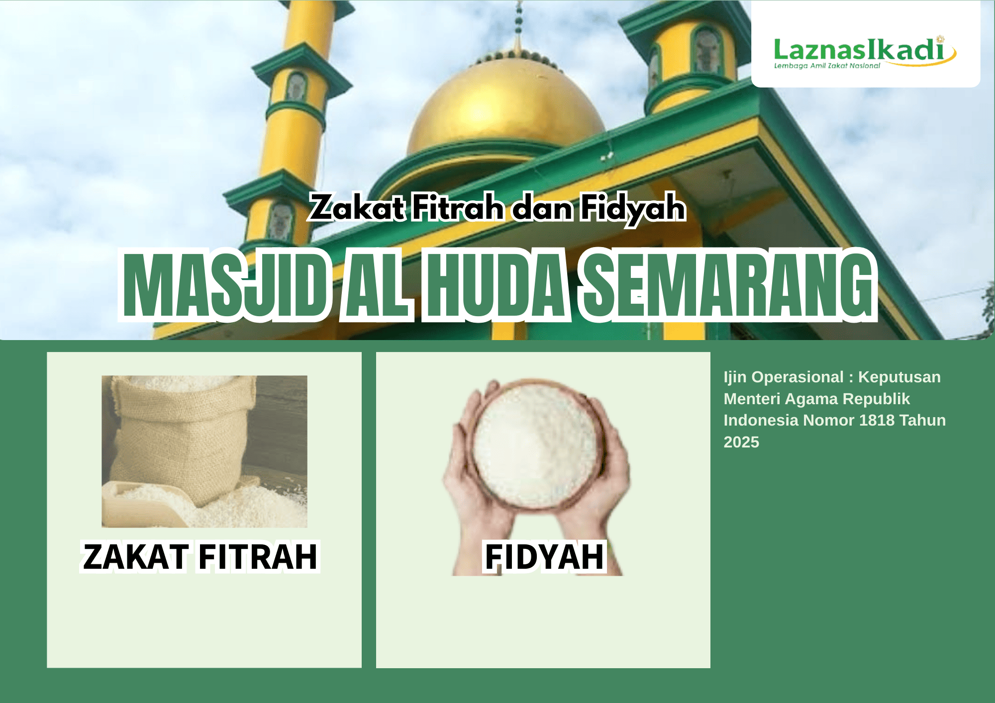 Zakat Fitrah dan Fidyah Masjid Al Huda Semarang