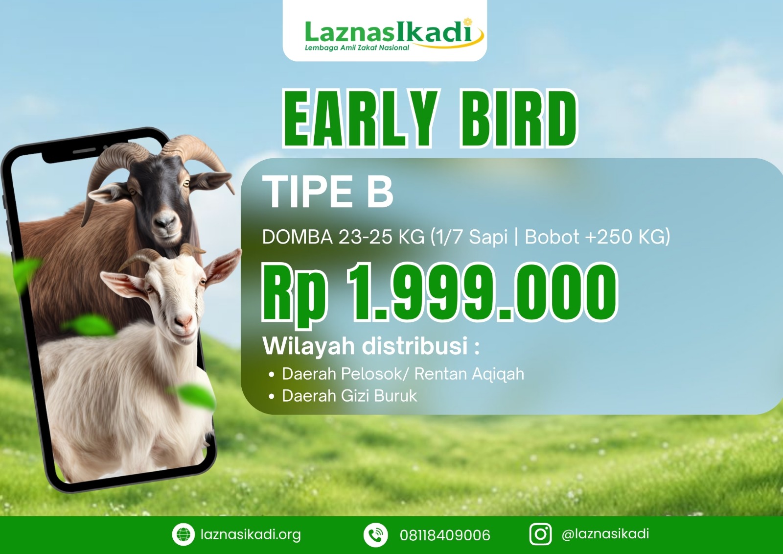 Qurban Paket B : Pilihan Favorit (Domba atau 1/7 Sapi)