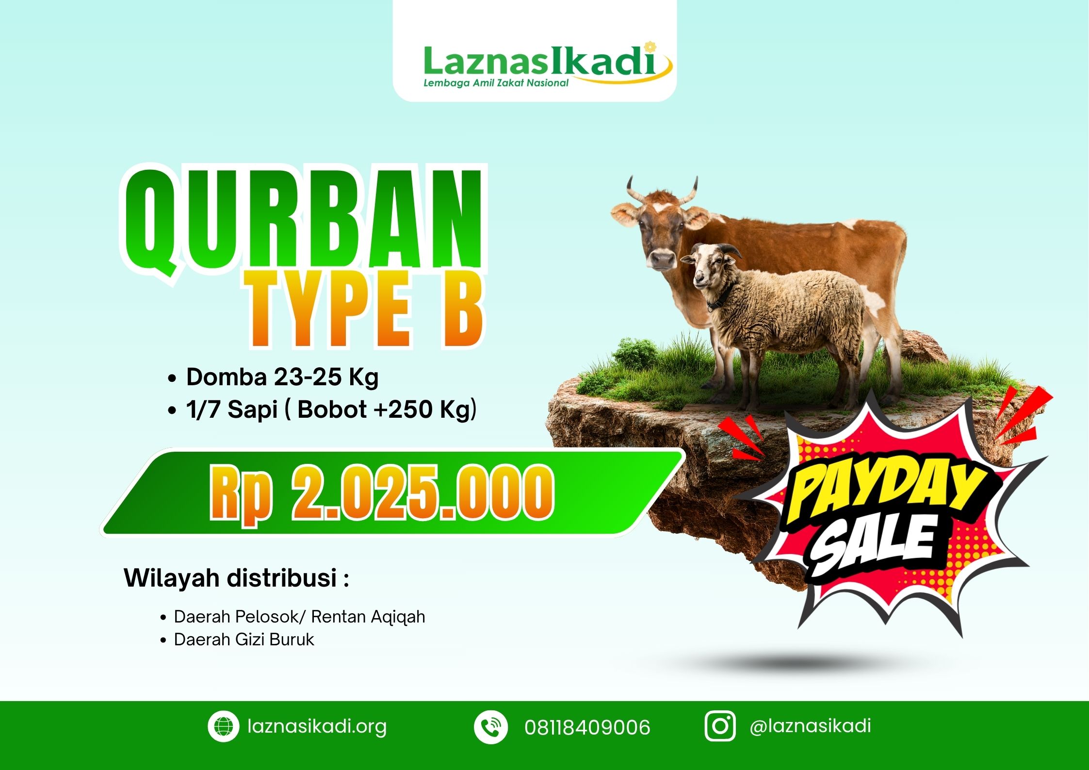 Qurban Paket B : Pilihan Favorit (Domba atau 1/7 Sapi)
