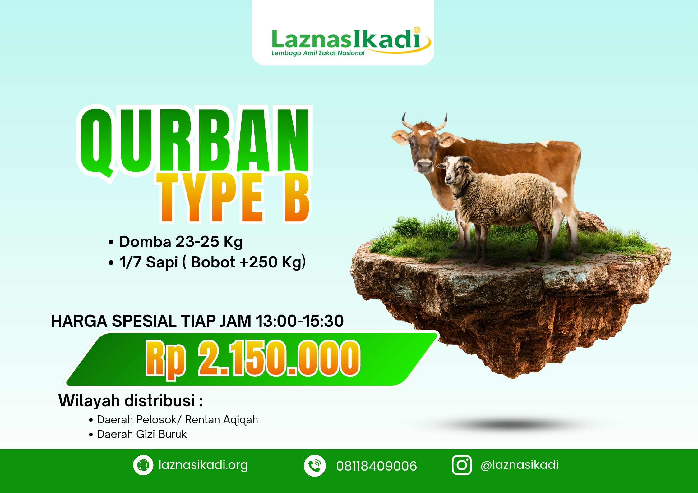 Qurban Paket B : Pilihan Favorit (Domba atau 1/7 Sapi)